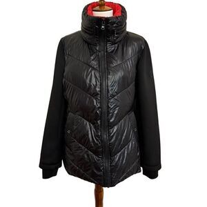 Michael Kors Quilted Nylon Puffer Coat Jacket Neoprene Sleeves Women’s Large